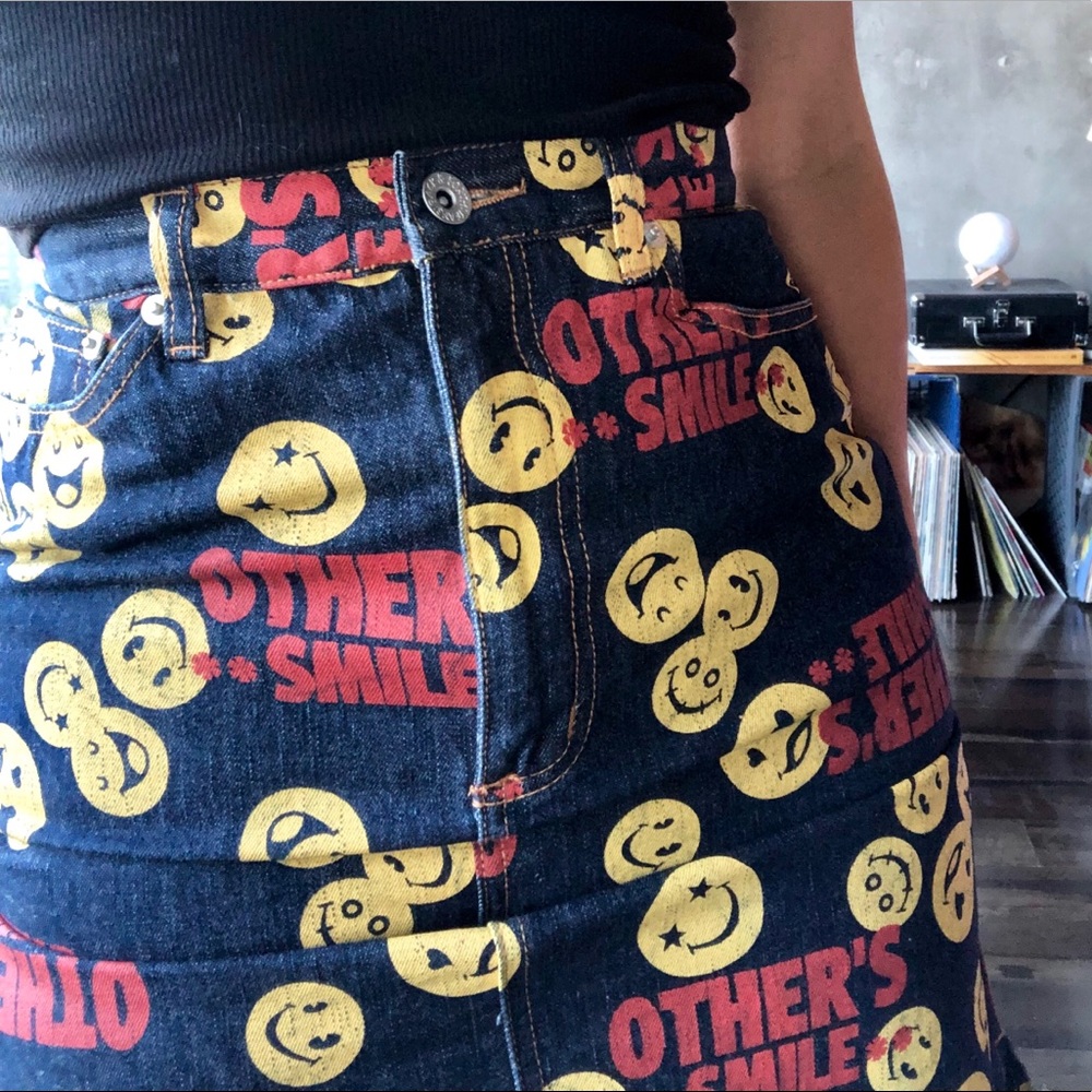 Smiley Face Denim Skirt